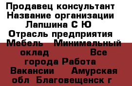 Продавец-консультант › Название организации ­ Лапшина С.Ю. › Отрасль предприятия ­ Мебель › Минимальный оклад ­ 45 000 - Все города Работа » Вакансии   . Амурская обл.,Благовещенск г.